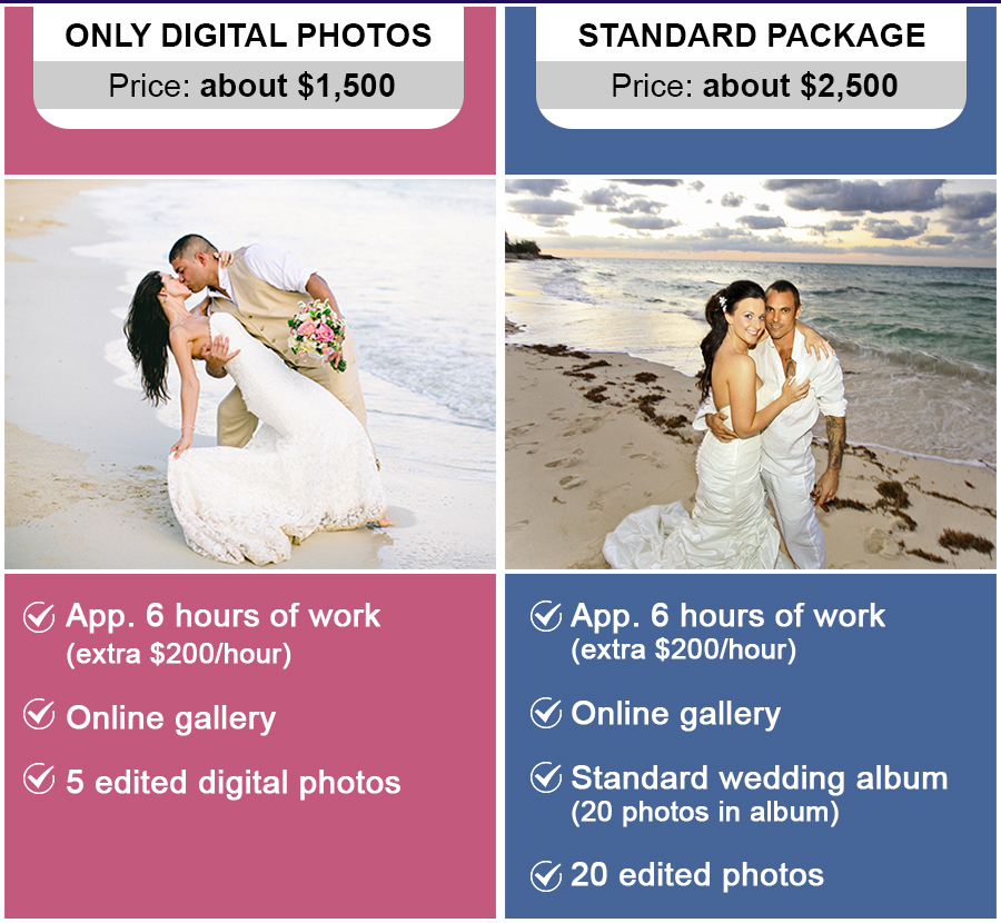beach wedding photography price